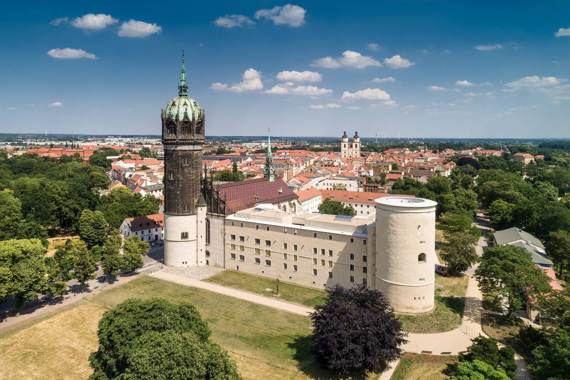 Schlosskirche Wittenberg Luftbild Schlosskirche Wittenberg