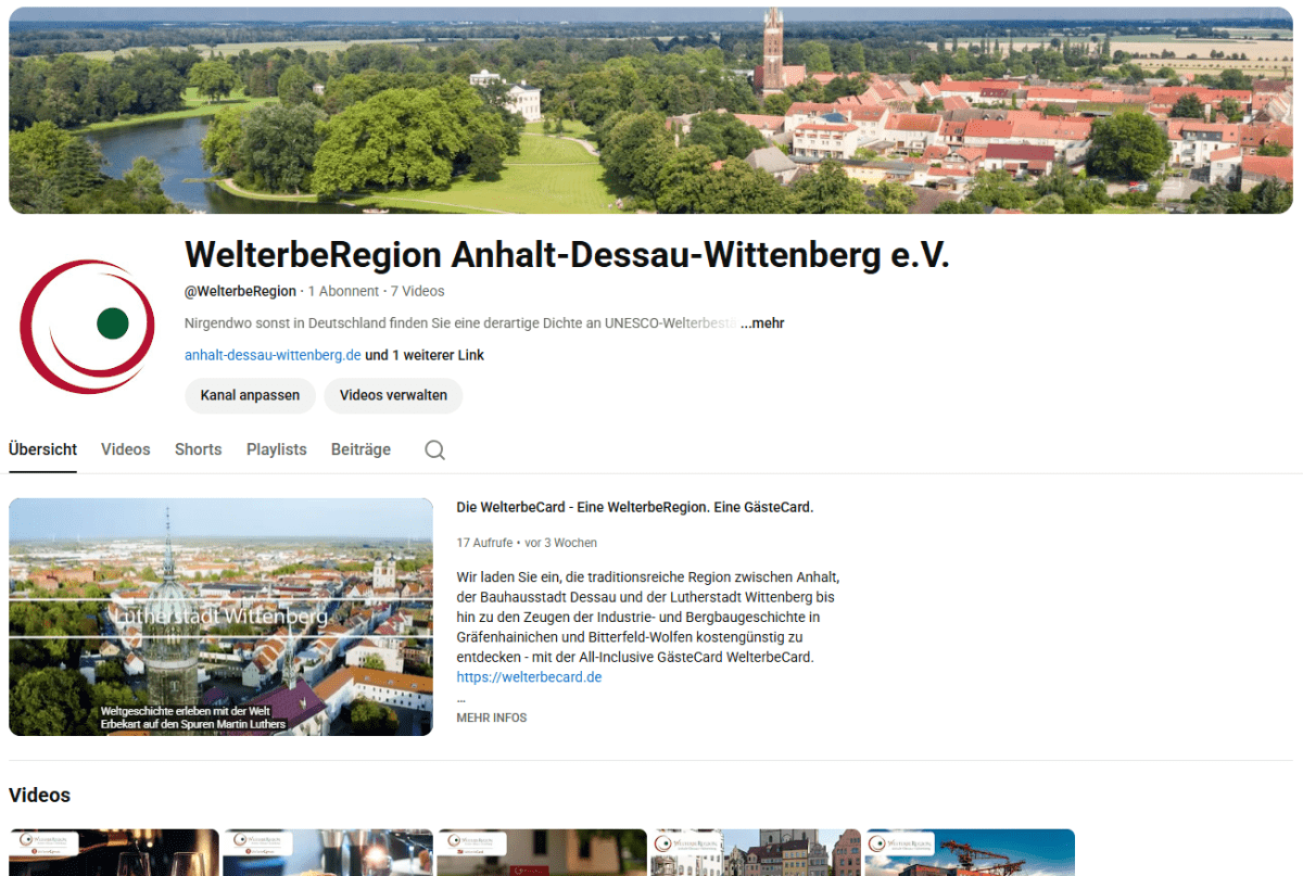 YouTube-Kanal der WelterbeRegion YouTube-Kanal der WelterbeRegion